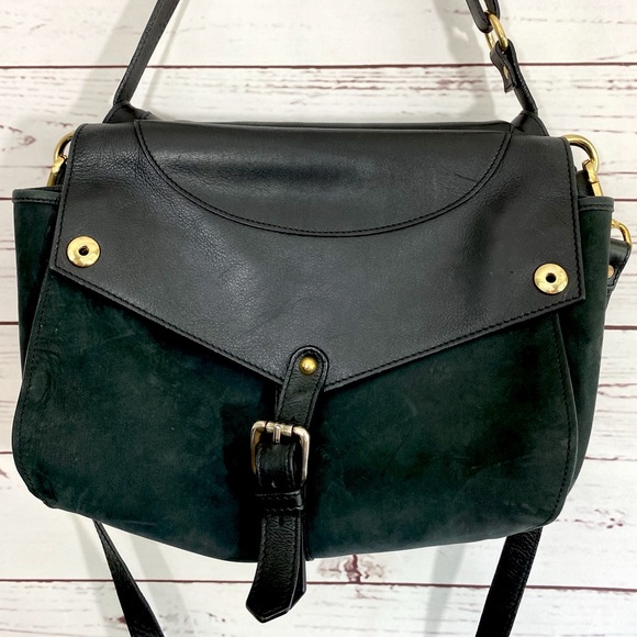 THAKOON Rampling Bag Nubuck Leather Satchel Shoulder Double Saddlebag Black - Picture 1 of 15